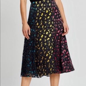 Alice and Olivia colorful leopard midi skirt